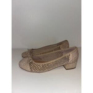 Steve Madden Cherish Tan Mesh‎ Flats Ballet Shoes Fairy Beaded Womens Size 8.5 M